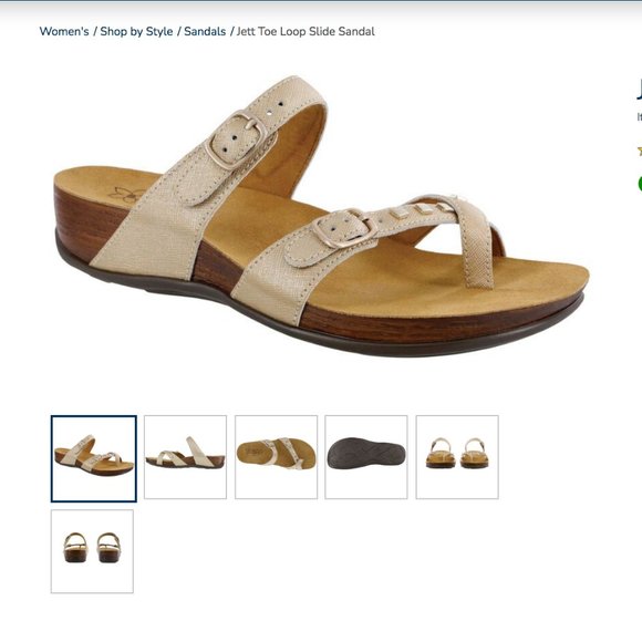 SAS Jett Toe Loop Slide LEATHER Tripad Soft Footbed Comfort Sandal Gold/Tan 10 - Picture 2 of 16